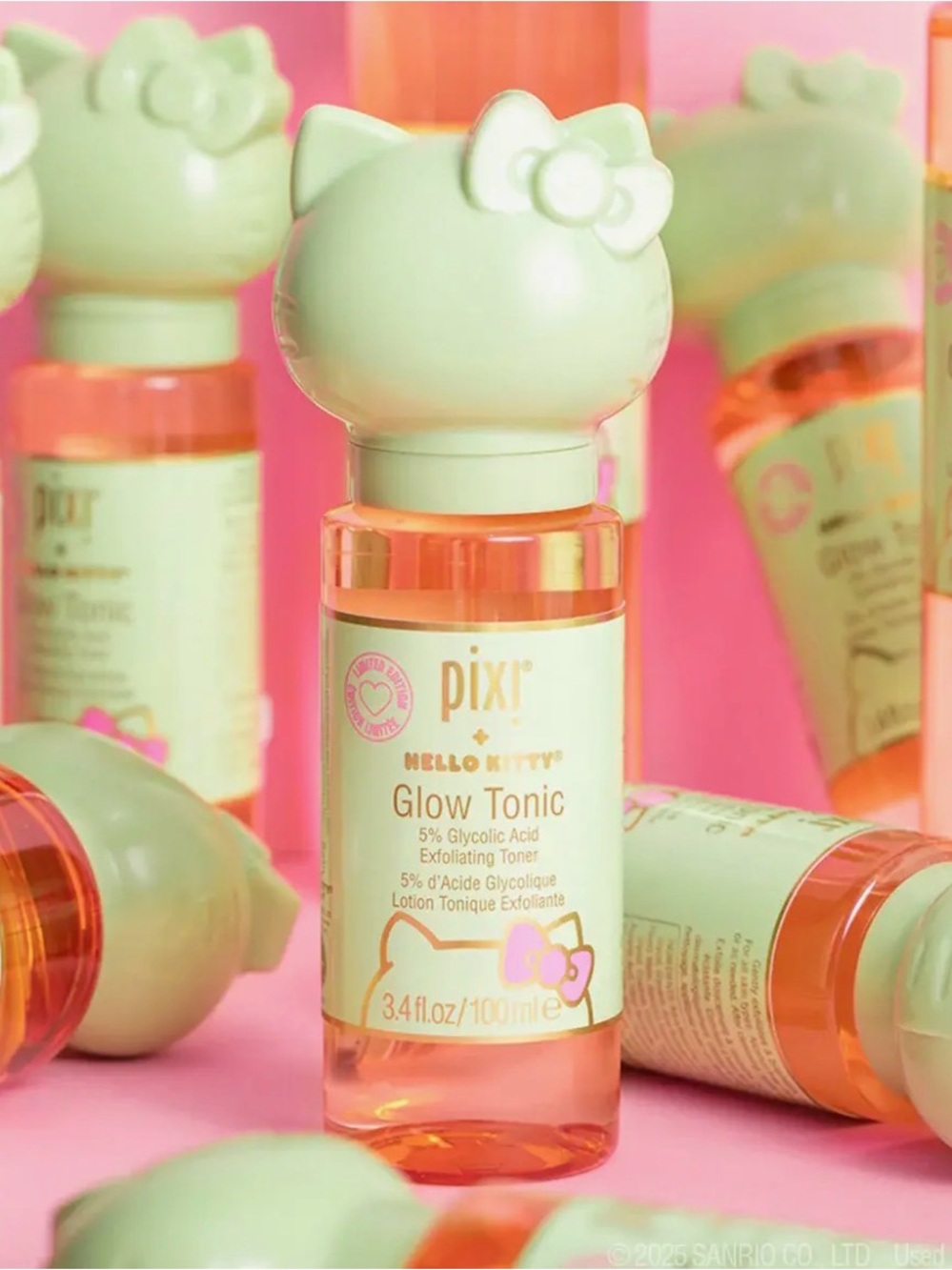 Pixi Glow Tonic in Mint & Peach Hello Kitty Bottle